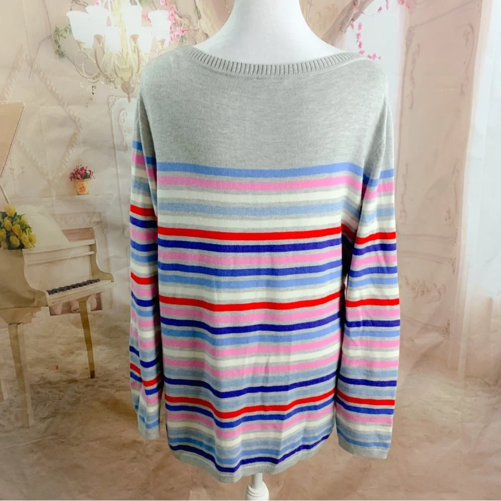 NEW Talbots Striped Side Button down Sweater - Picture 8 of 11